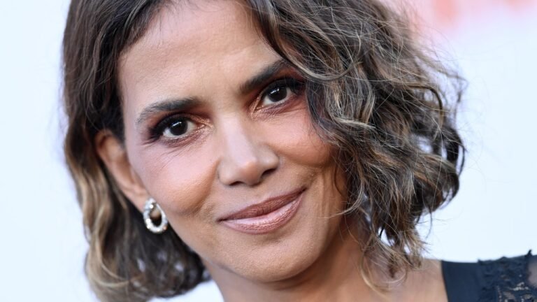 Halle Berry Goes Practically Bare in a Sheer-on-Sheer Ensemble on the Purple Carpet